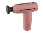 Pink massage gun with a black attachment and control panel