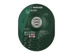 Stack of five green metal grinding discs, 125mm diameter, max 50 m/s.