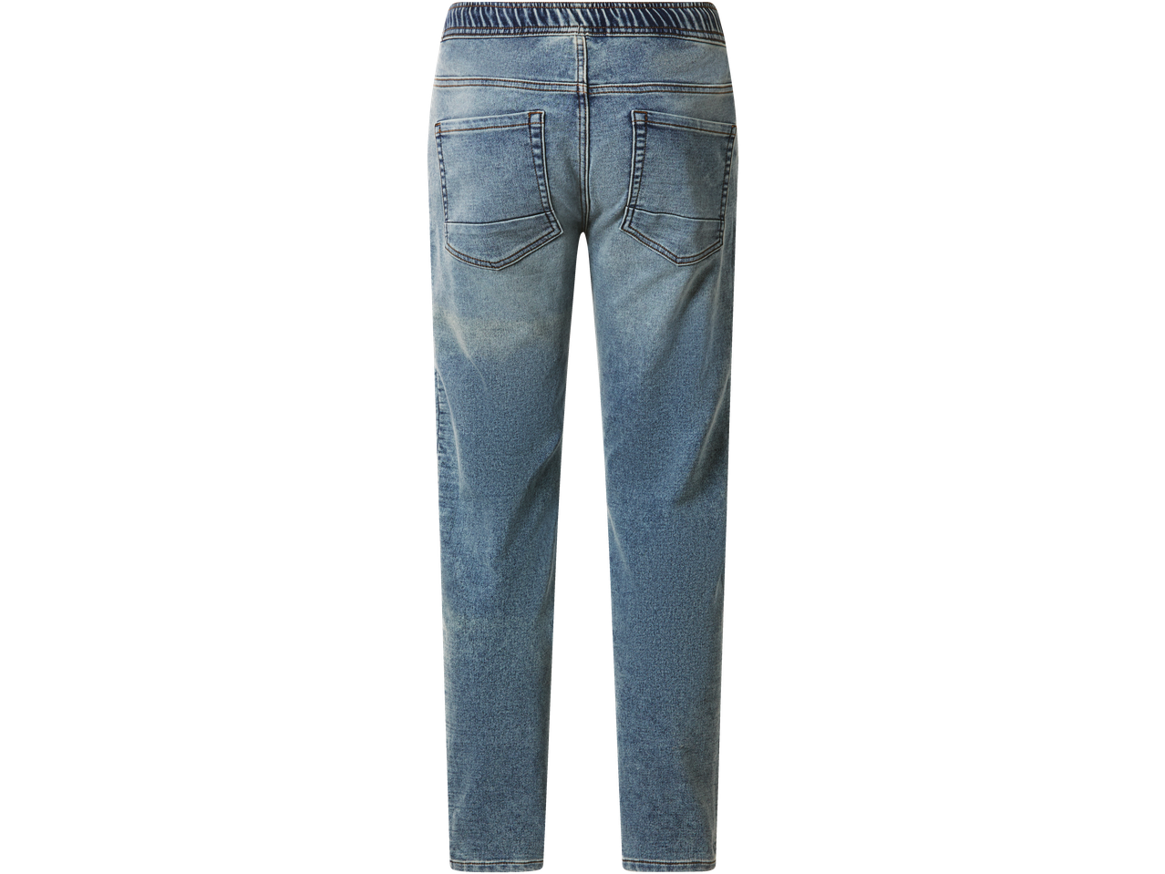 ESMARA MEN džinsi, aizmugures skats, ar elastīgu jostasvietu un kabatām.