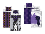 Wednesday Addams Bettwäsche-Sets mit Nevermore Academy-Logo und Wednesday-Motiven.