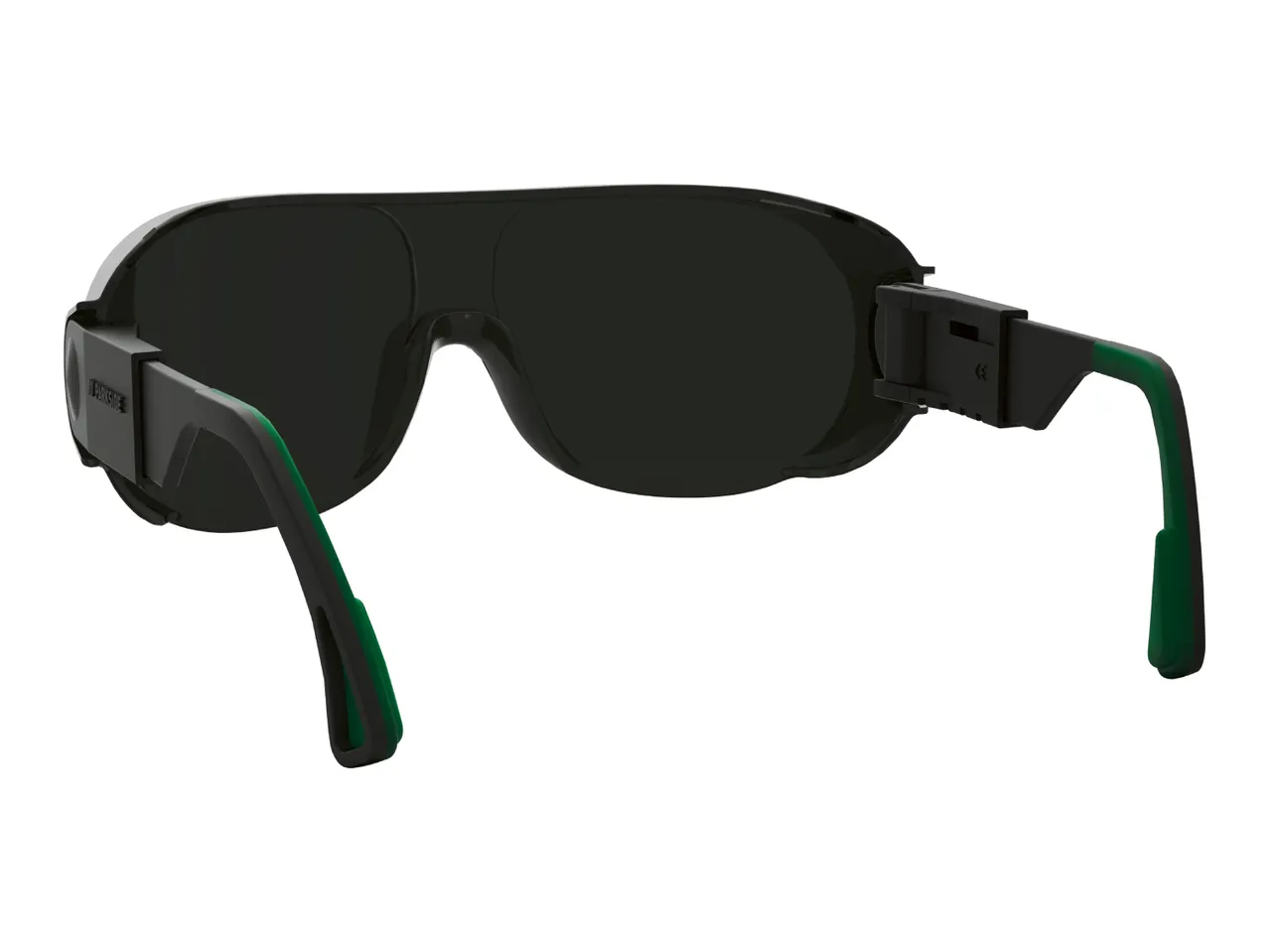 Parkside safety glasses with dark lenses and green accents.