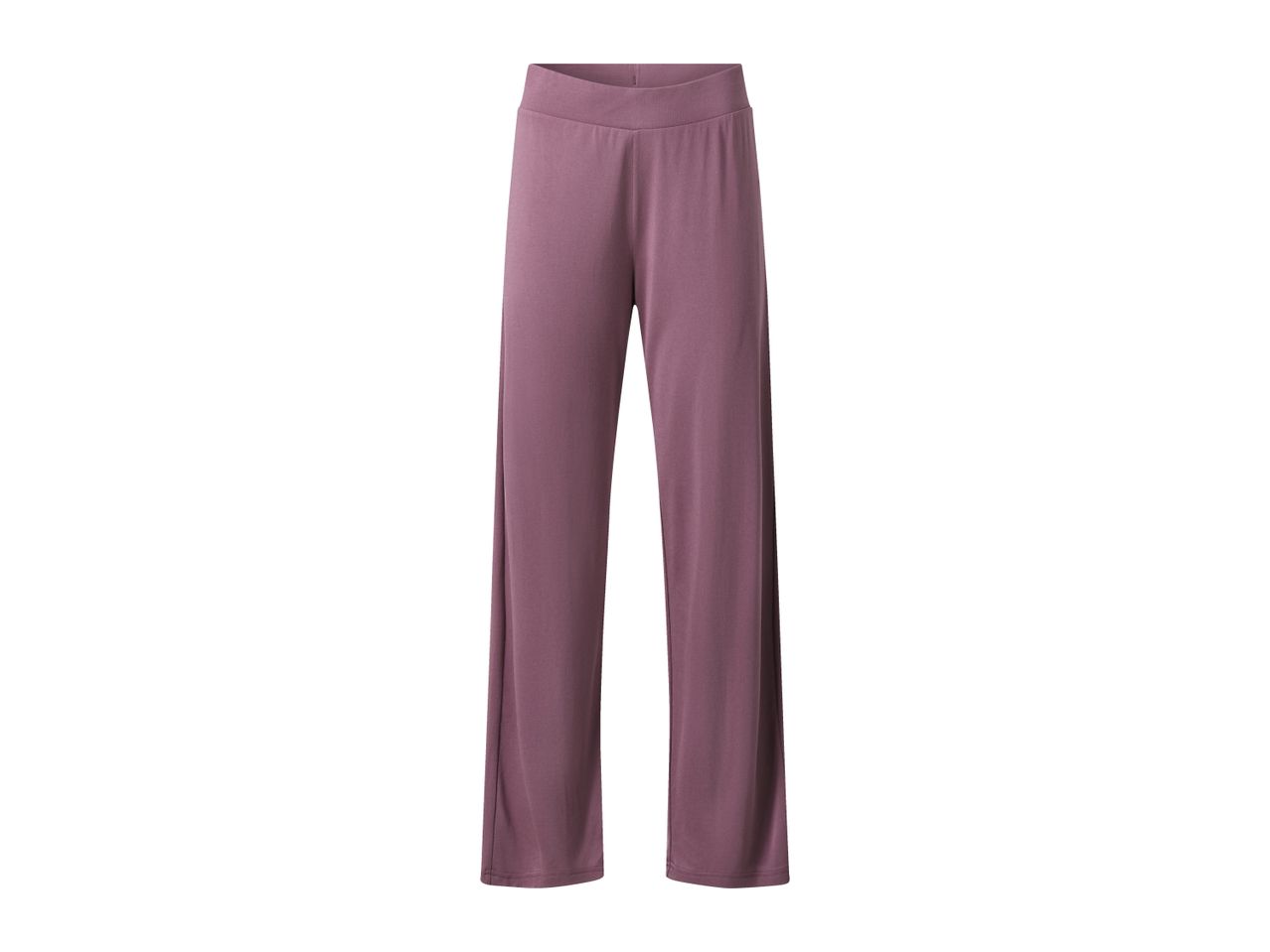 A pair of mauve wide-leg pants.