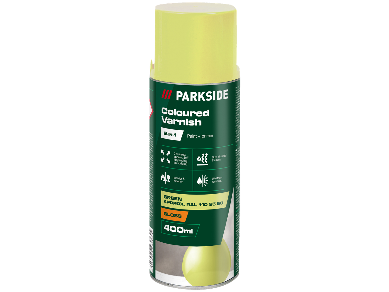 PARKSIDE lak u boji 2-u-1, zeleni, sjajni, 400 ml