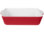 Um refratário vermelho com interior branco.