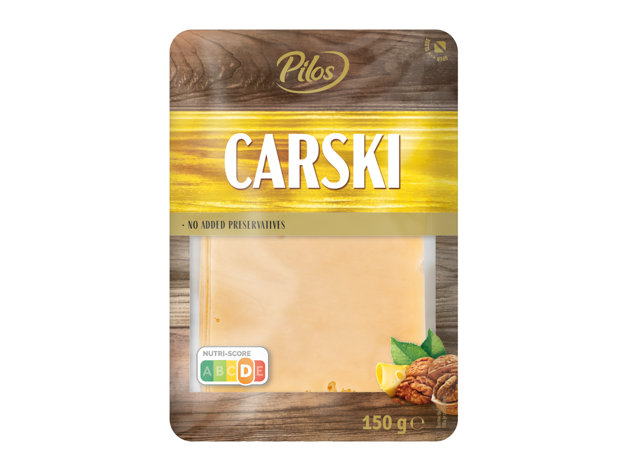 Pilos Carski kriške sira, 150g, bez dodatnih konzervansa.
