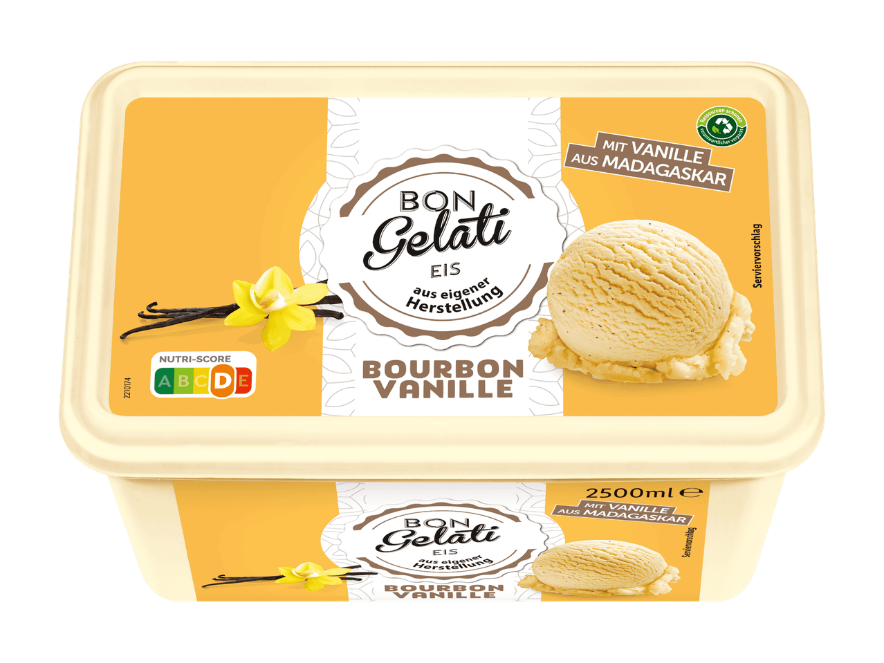 Bon Gelati Bourbon Vanille Eis (2500ml) mit Vanille aus Madagaskar.