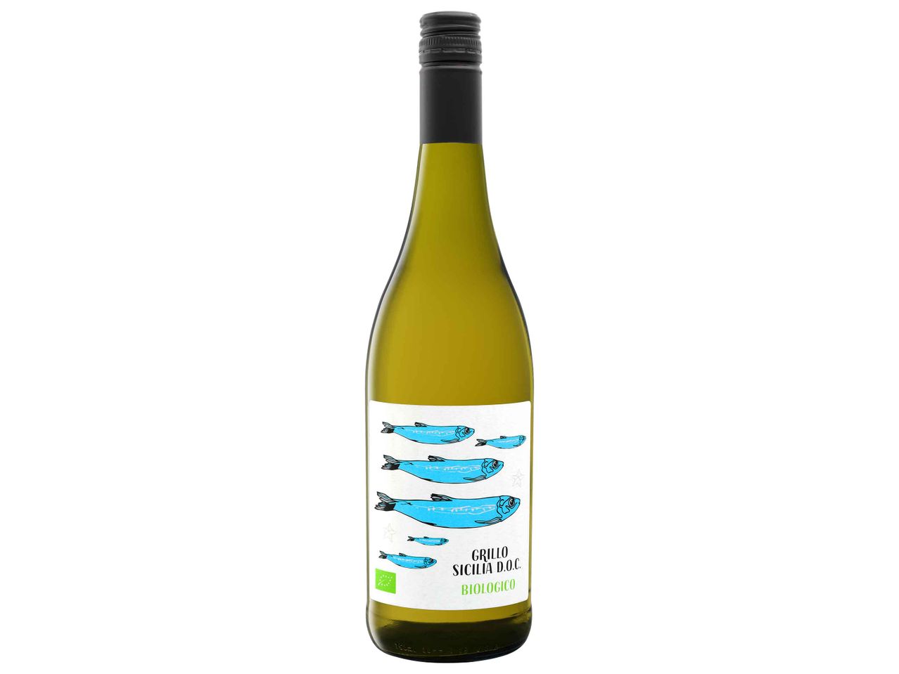 Egy üveg The Fish Whisperer Sauvignon Blanc bor.
