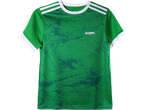 Green kids' training jersey with white stripes and a textured pattern