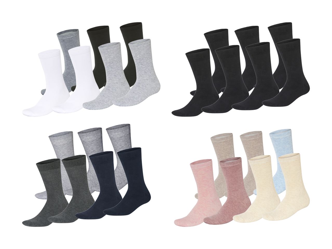 Sortiment von Socken in verschiedenen Farben.