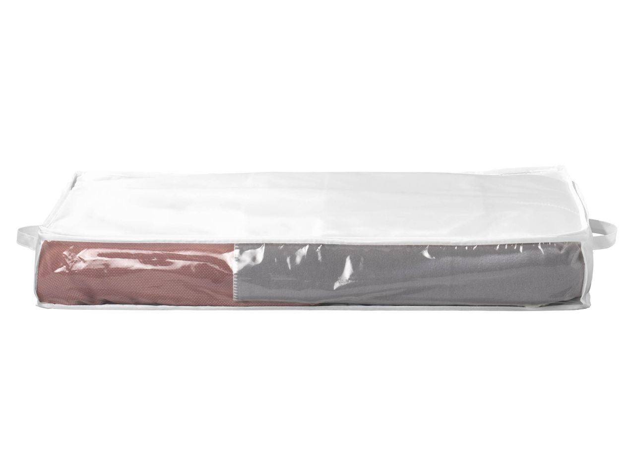 Contenitore per biancheria da letto in plastica trasparente con manici