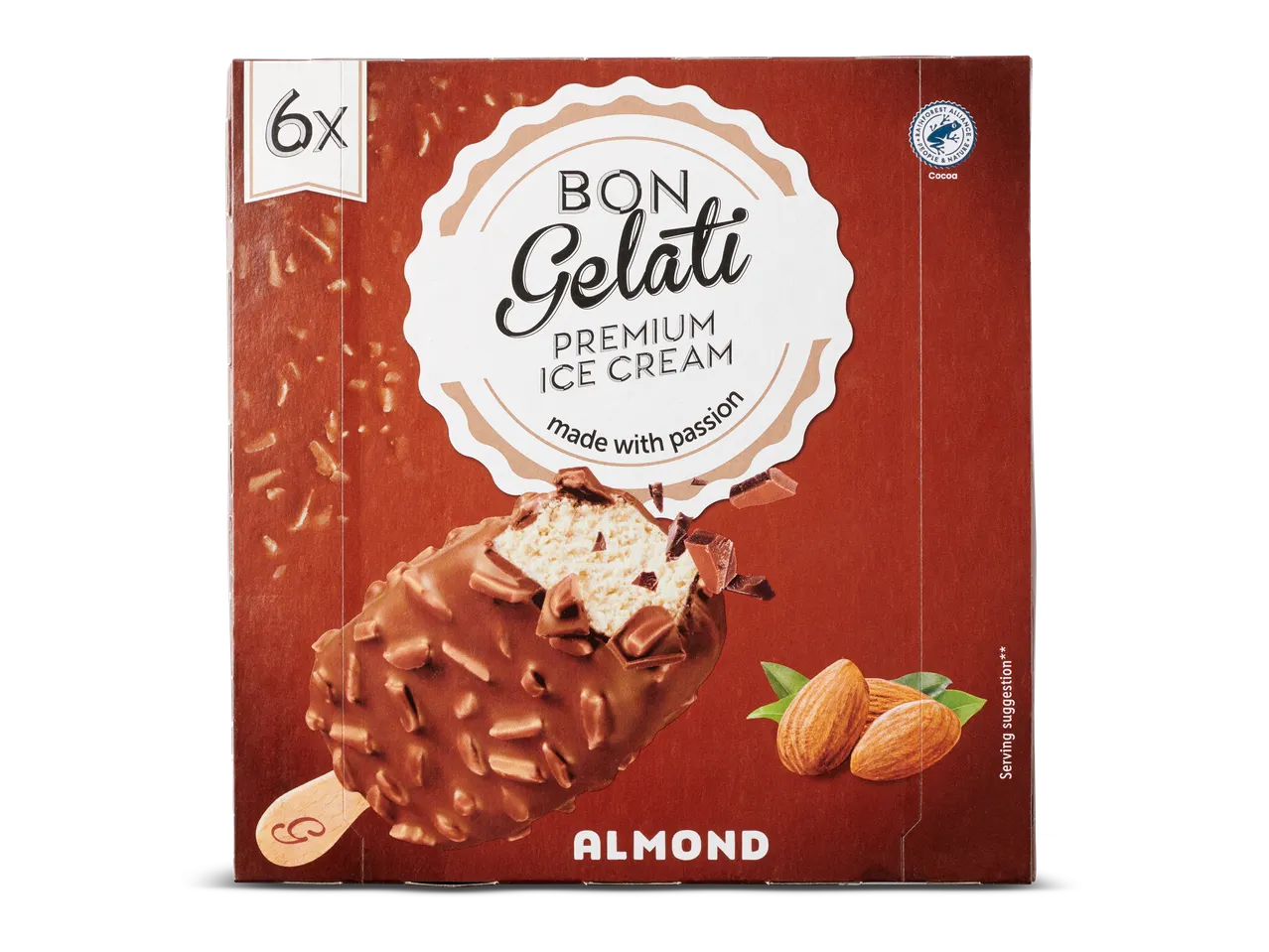 6x Bon Gelati: amandel, premium ijs.