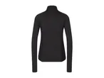 Black women's long-sleeve zip-neck top.