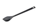 Black plastic kitchen spatula with a hanging hole