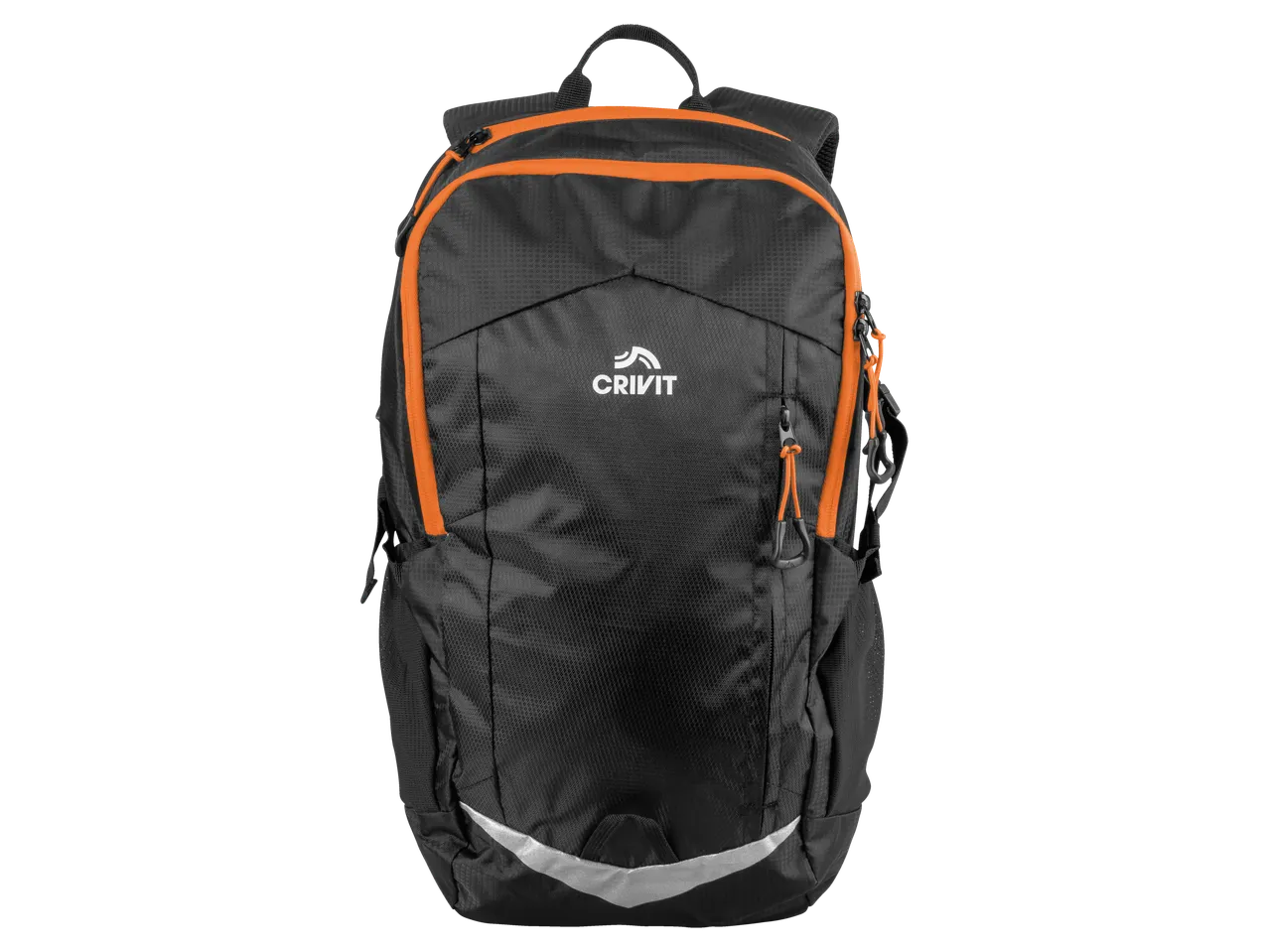 Mochila Crivit, preta e laranja.