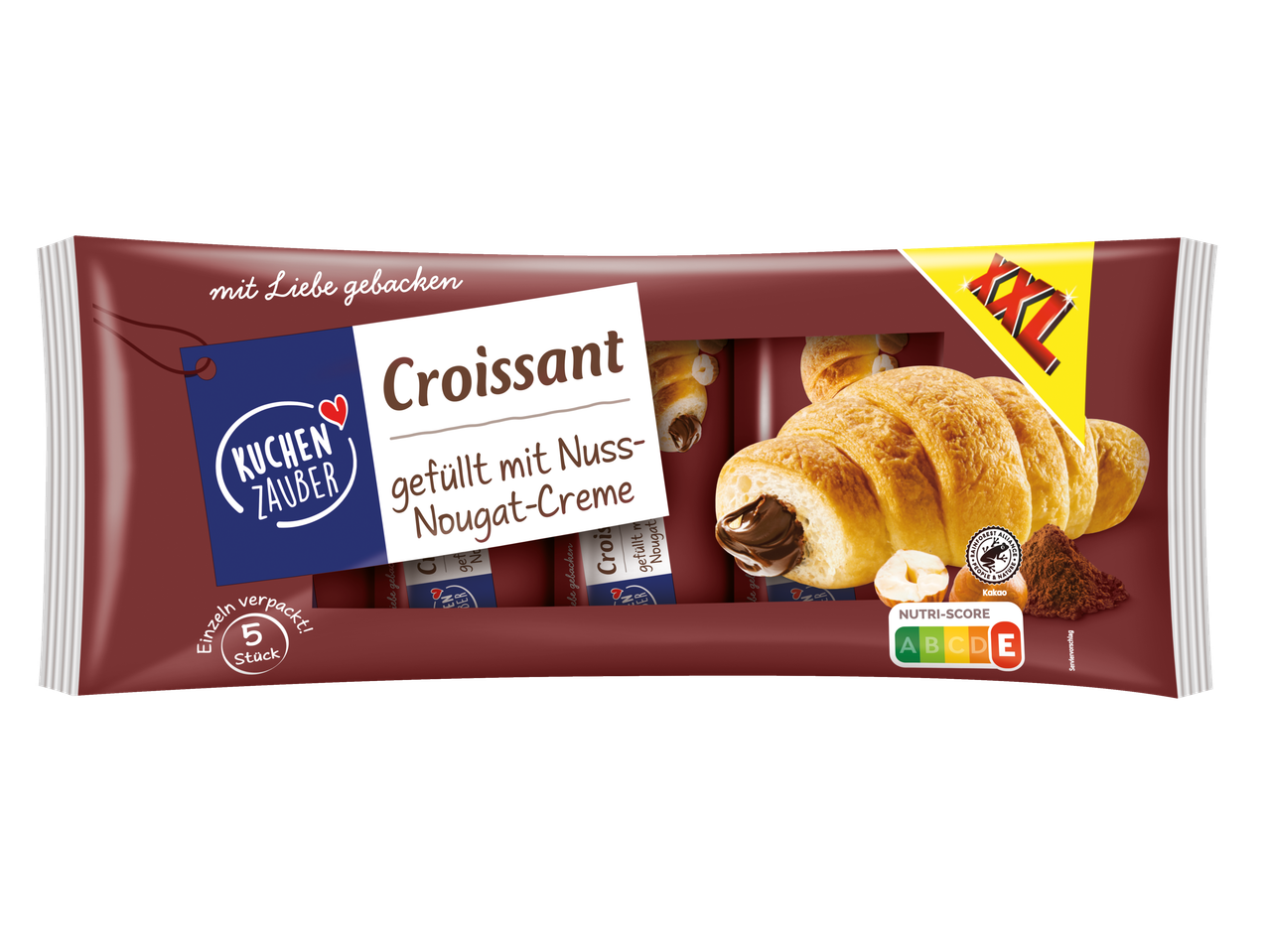 Packung Kuchenzauber XXL Croissants mit Nuss-Nougat-Creme Füllung.