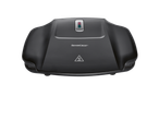 A black SilverCrest contact grill sits on a black background.