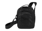 Bolsa preta de ombro, design prático.