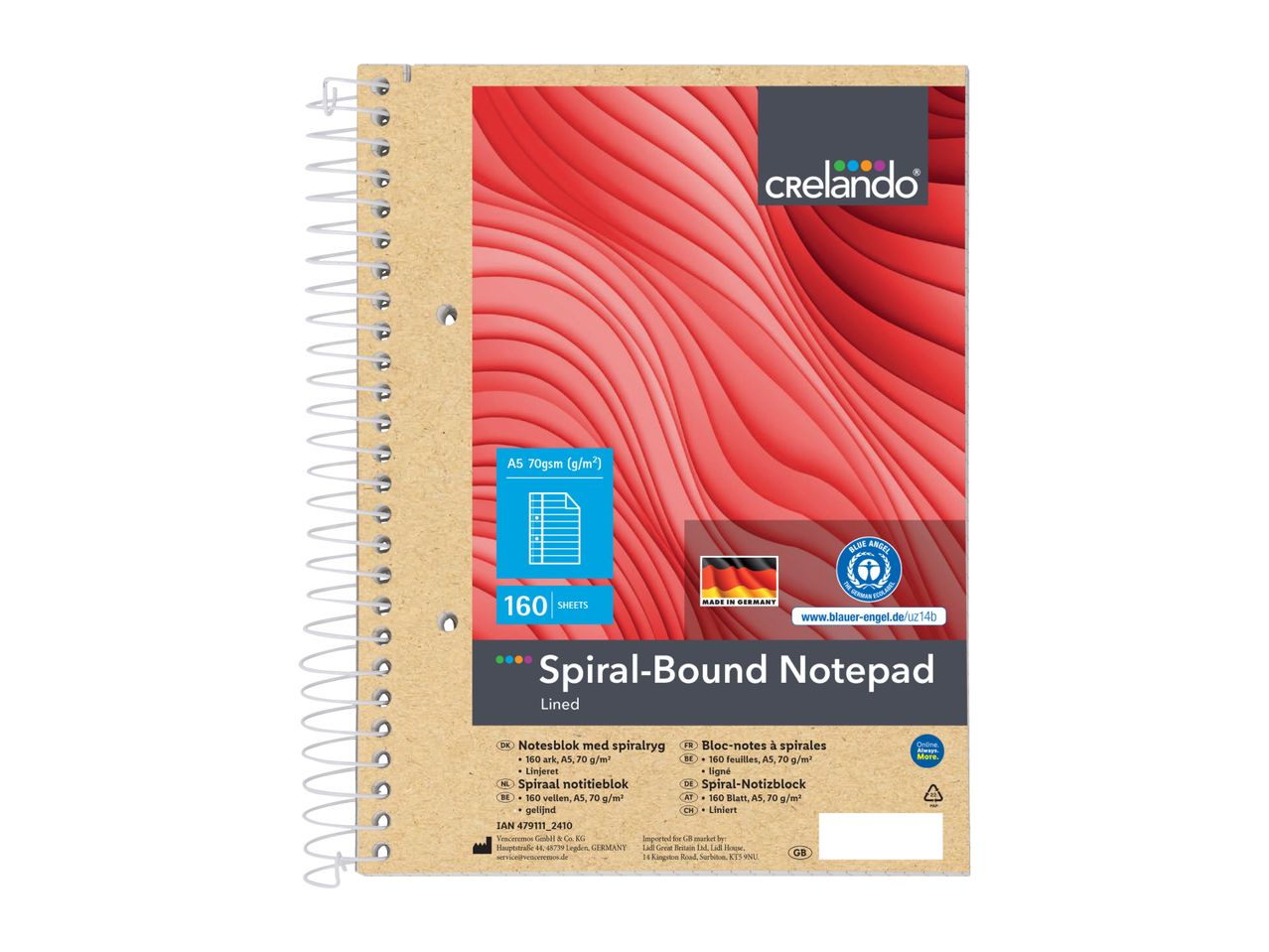 Crelando A5 Spiral-Bound Notepad