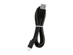 Black USB-A to USB-C cable, neatly coiled and secured with a white tie.