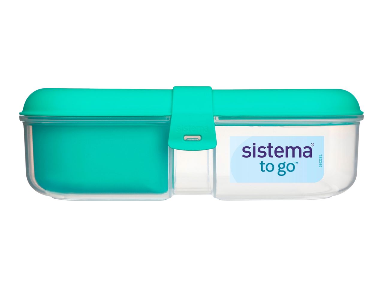 Sistema To Go teal lunchbox with two compartments.
