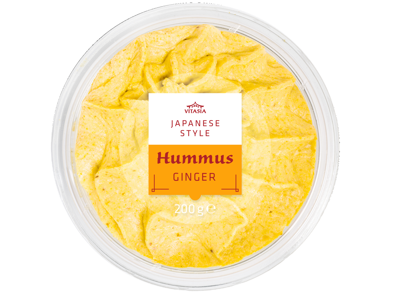 Vitasia japāņu stila humuss ar ingveru 200g caurspīdīgā plastmasas traukā.