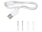 Бял USB кабел за зареждане с винтове и дюбели