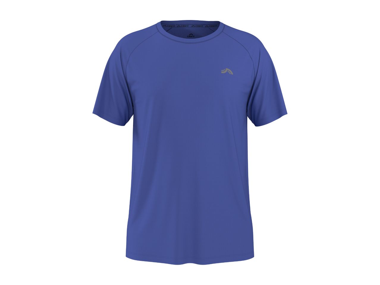 Blue short-sleeved sports t-shirt with a small logo on the chest.