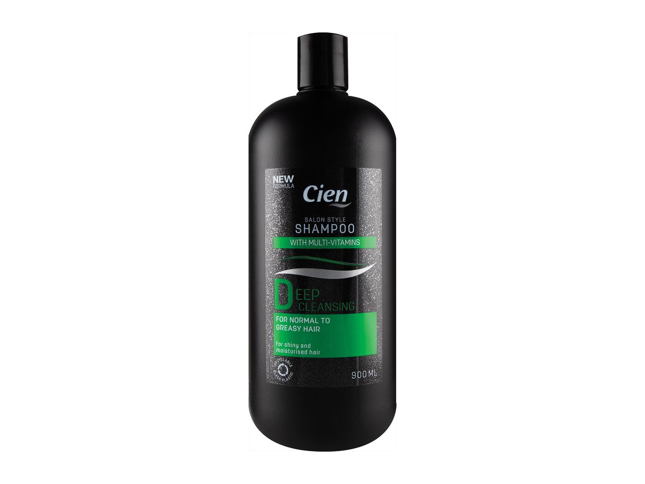Cien shampoo: new formula, deep cleansing, for normal to greasy hair.