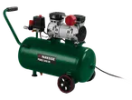 Parkside® PSKO 248 silent compressor, green, with wheels and handle.