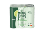 Pack de 6 canettes de boisson pétillante aromatisée au citron vert, 0 sucre, Nutri-Score B.