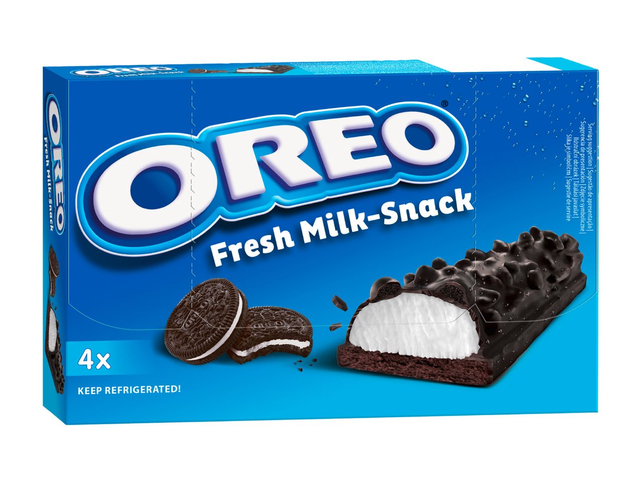 Packung mit 4 Oreo Fresh Milk-Snack Eisriegeln.