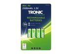 4 TRONIC rechargeable AA batteries, 2500 mAh.