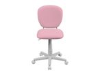 Pink children's desk chair with a white five-star base and casters.
