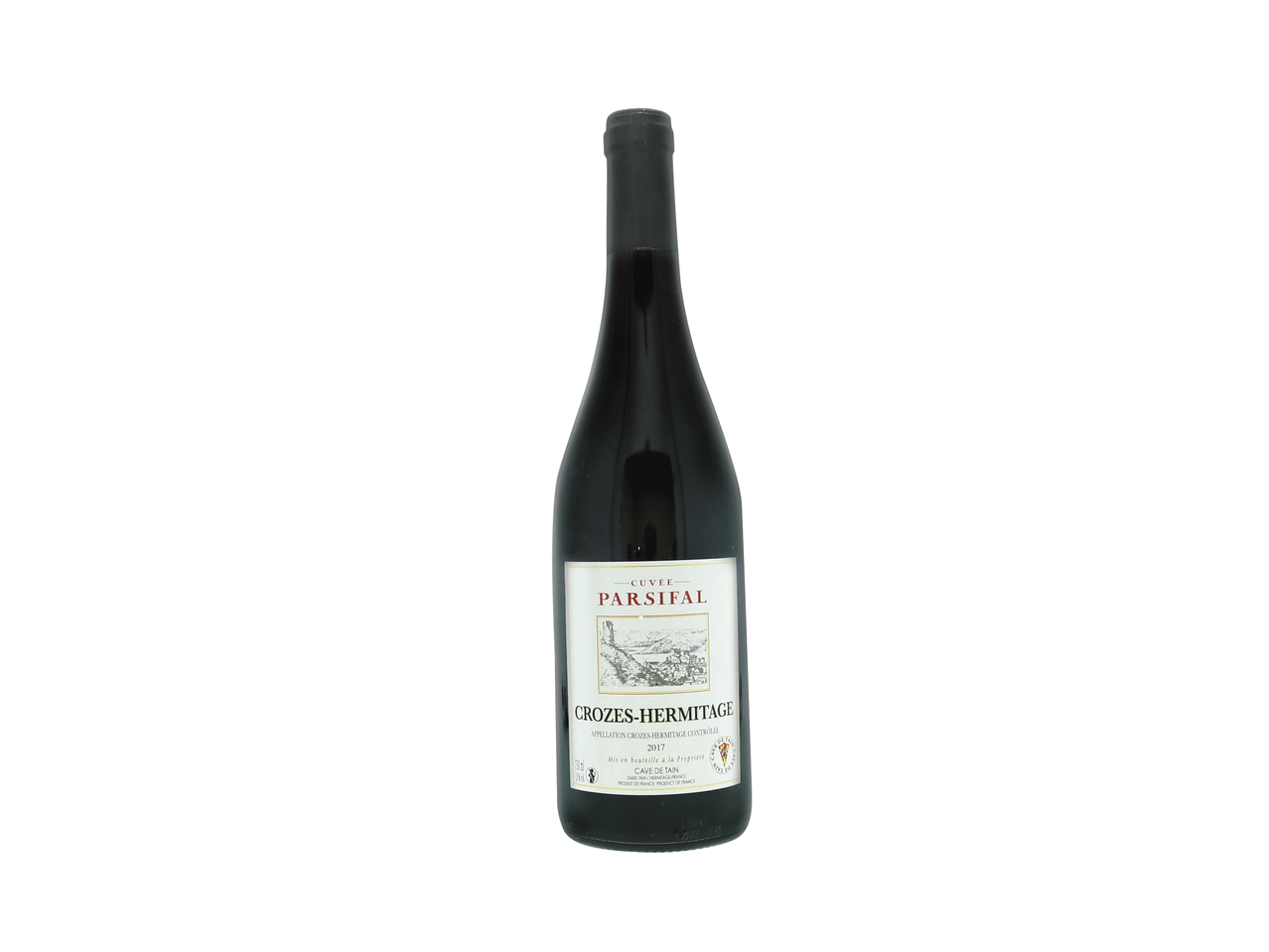 Bouteille de vin Crozes-Hermitage Cuvée Parsifal.
