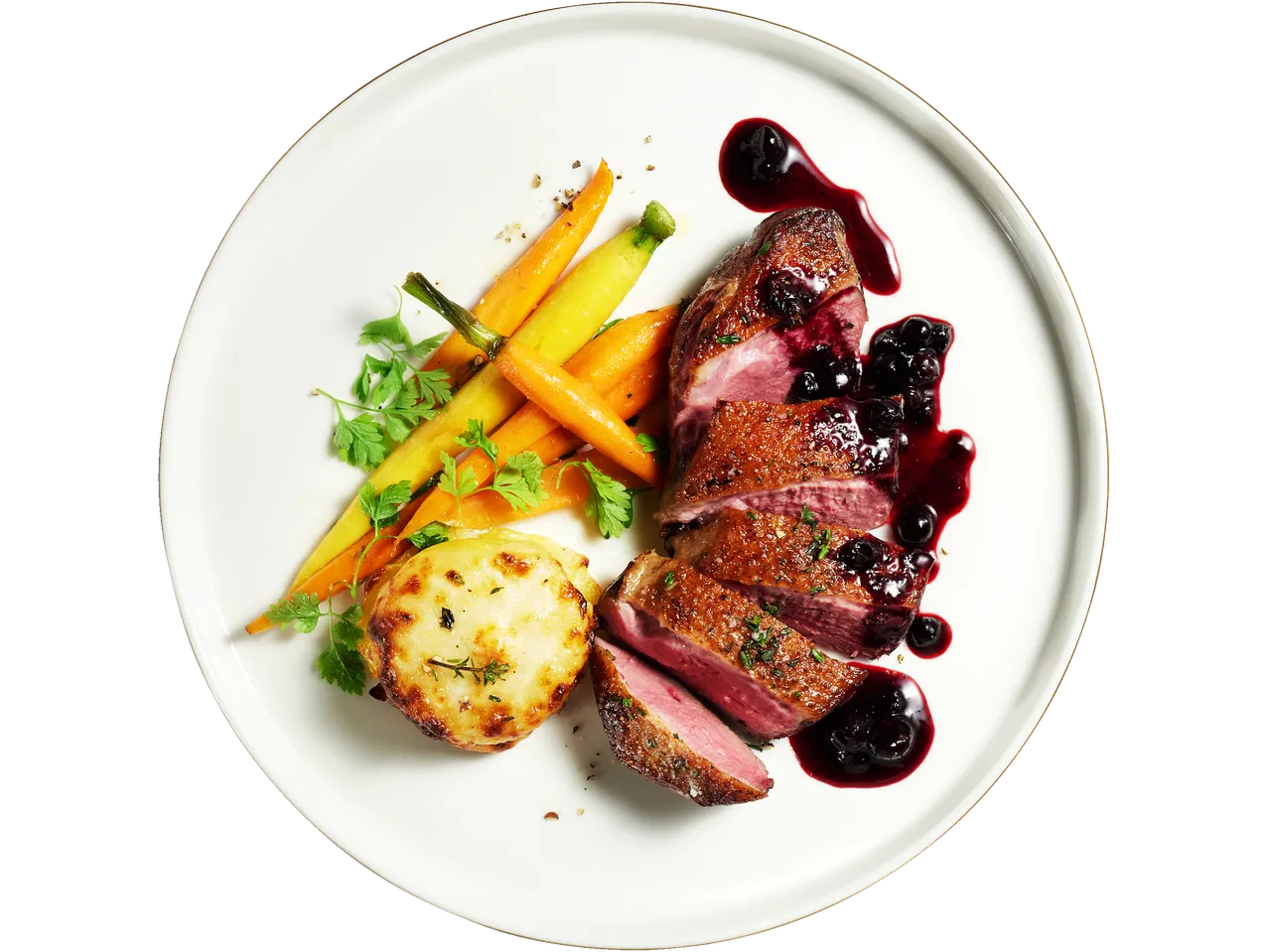 Deluxe Irish Duck Breast Fillets with roasted carrots and potatoes
