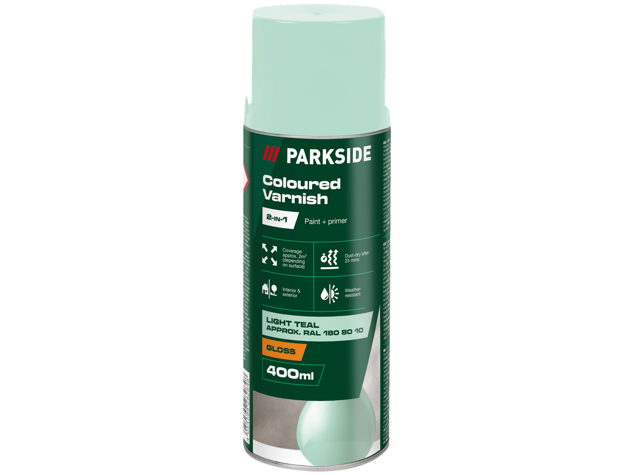 PARKSIDE krāsaina laka aerosolā, gaiši tirkīza, 400 ml, spīdīga.