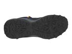 Black textured rubber sole of a hiking shoe