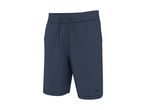 Dark blue men's athletic shorts with a drawstring waist and a small logo on the leg.