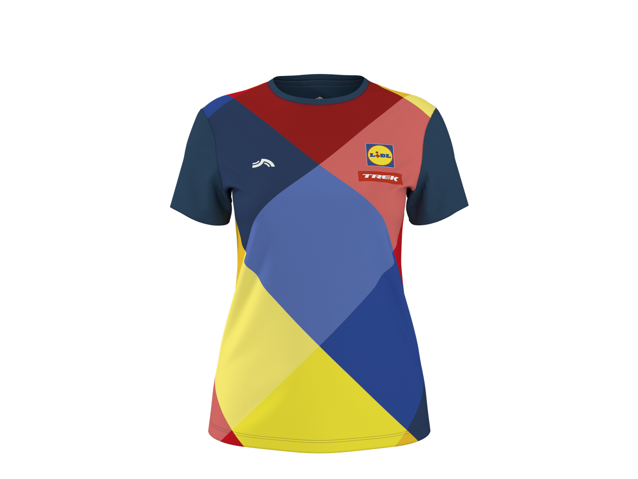 Tricou funcțional CRIVIT de damă cu model geometric colorat și logo-uri sponsori