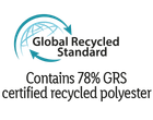 Contains 78% GRS certified recycled polyester.