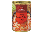 Консерва с микс от зеленчуци в китайски стил, с надпис 'Wok China Style-Mix'.