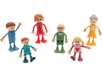 Lupilu wooden doll assortment featuring a family of six figures in various outfits.
