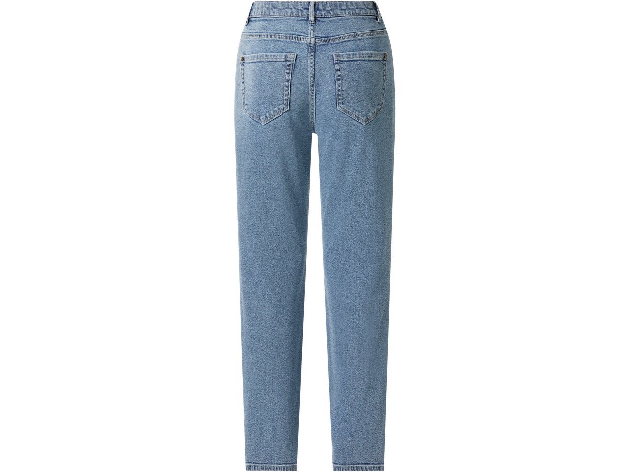 Blugi de damă straight fit din bumbac, de culoare albastru deschis, vedere din spate.