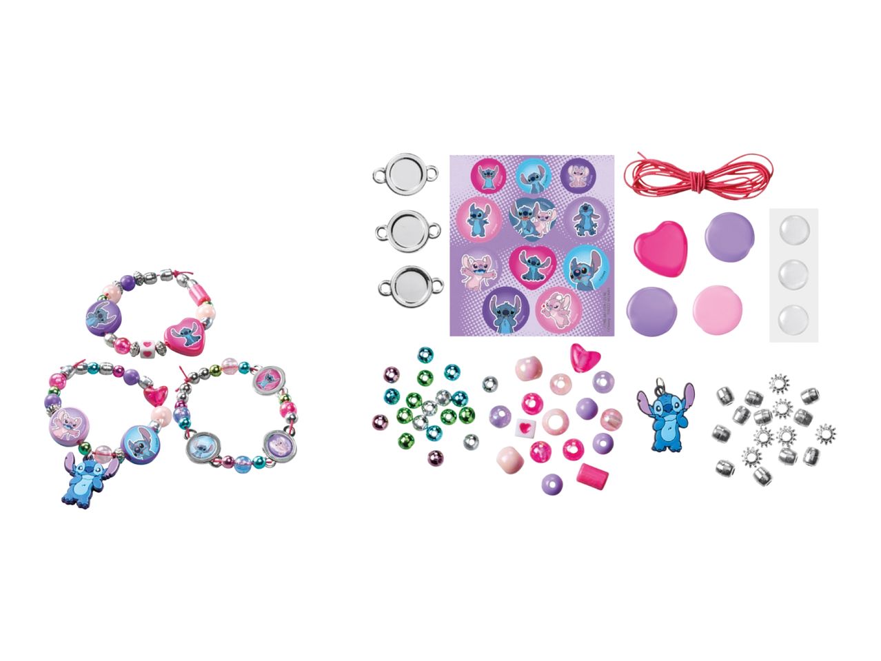 Disney Lilo & Stitch jewelry making kit with beads, charms, and cord.