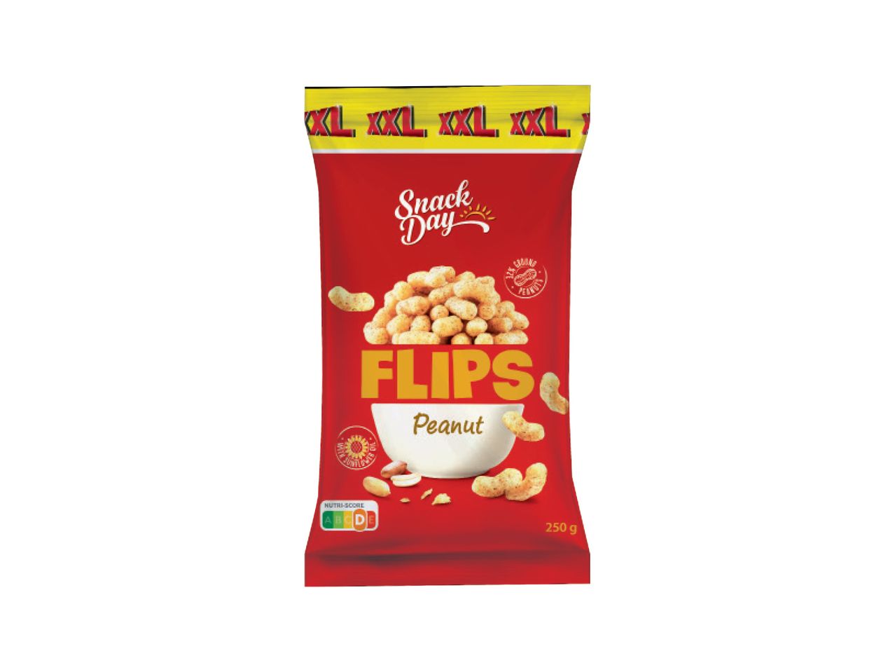 Pakovanje Snack Day flips kikirikija od 250g.