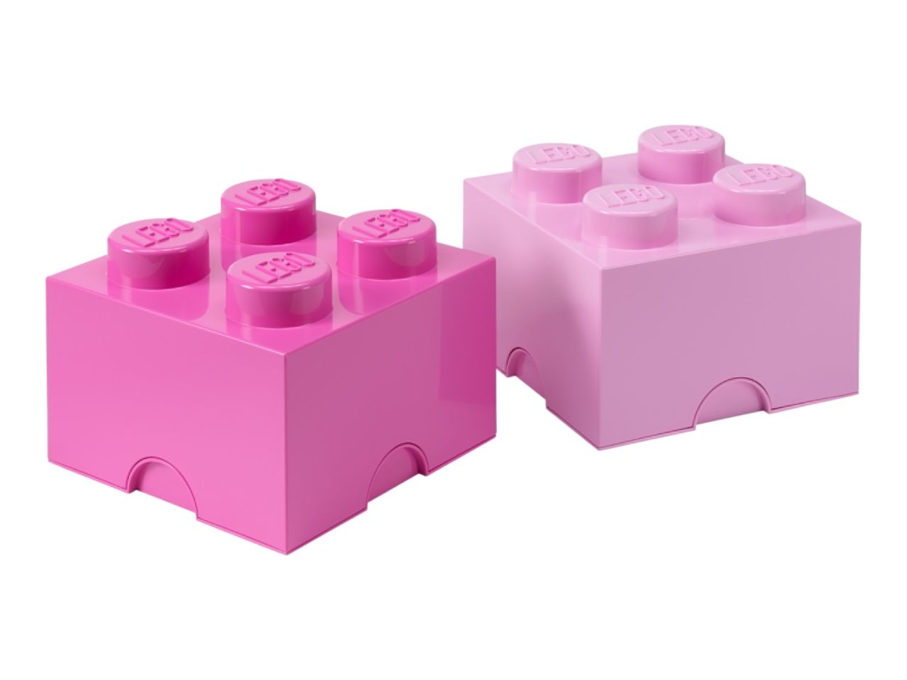 Two pink storage bricks, one dark pink and one light pink, with four studs on top.