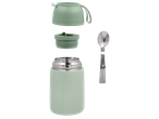 Разглобен термосъд за храна в ментовозелен цвят с прибираща се лъжица.