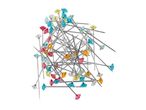 A pile of colorful diamond-shaped sewing pins with silver shafts.