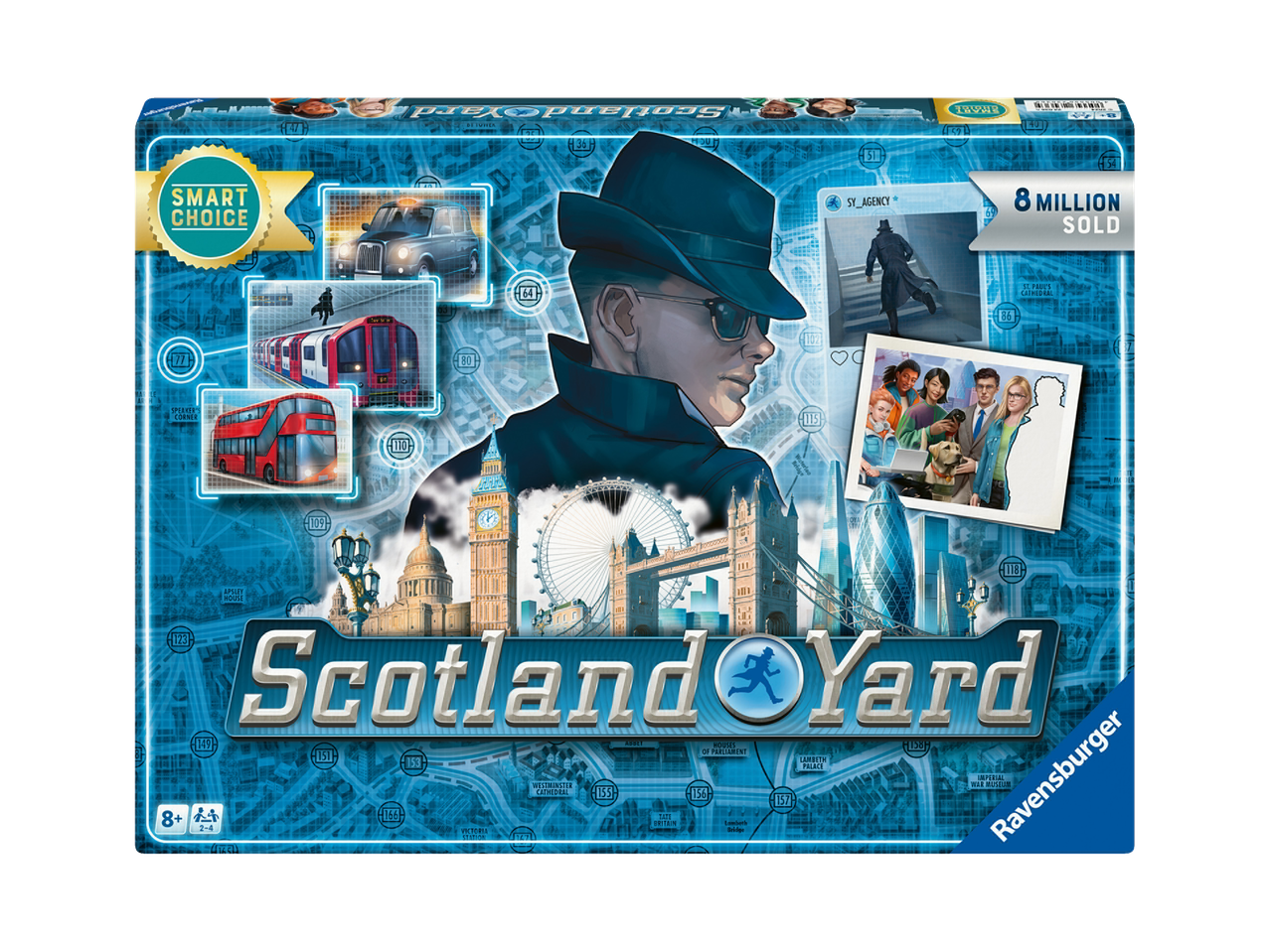 Ravensburger Scotland Yard Londono tematikos stalo žaidimas, parduota 8 milijonai kopijų.