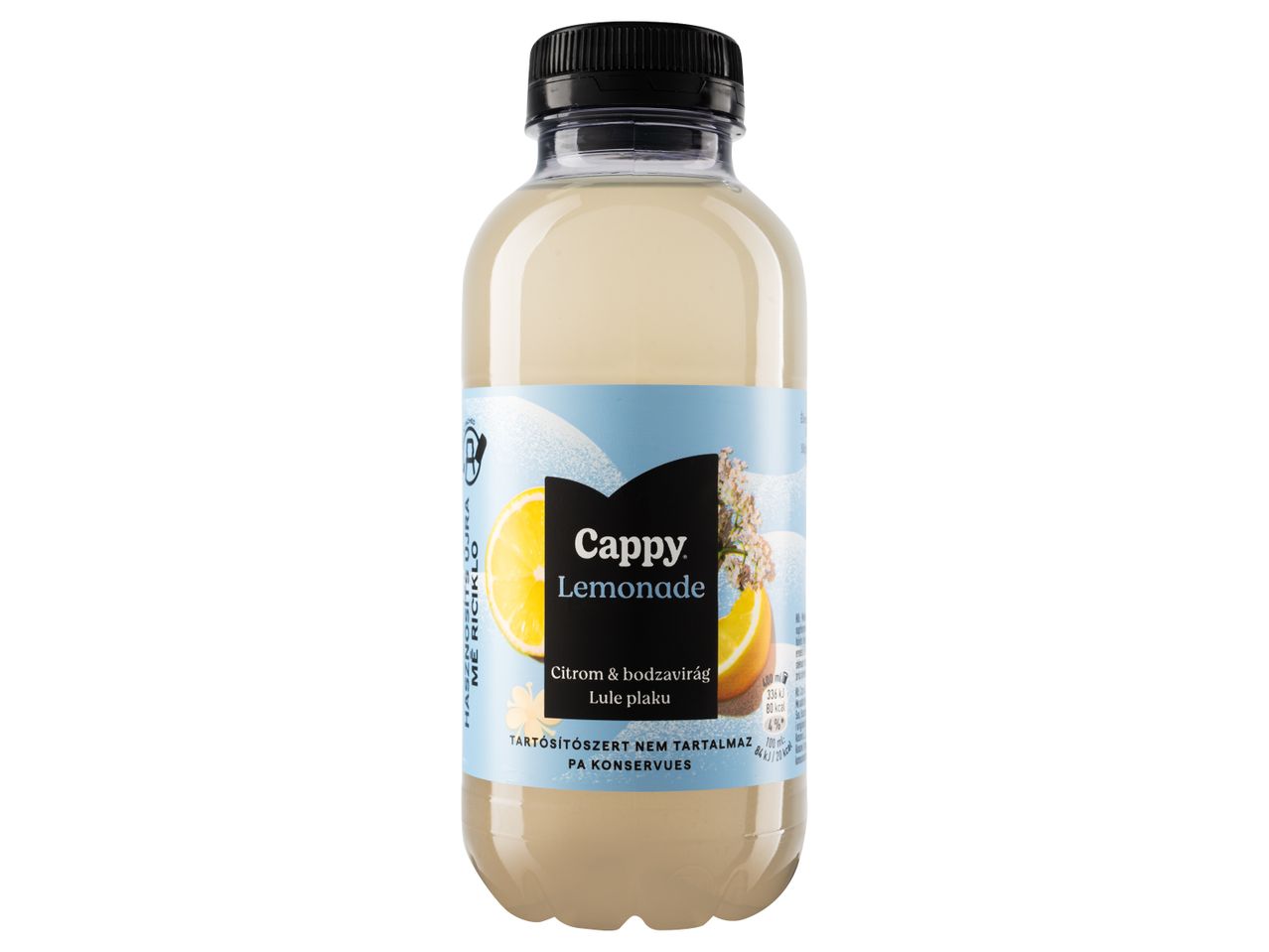 Cappy citromos-bodzavirág limonádé üveg.